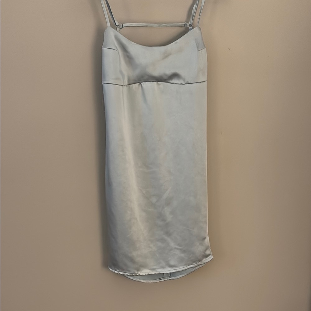 La Hearts Shimmering Silver Satin Dress